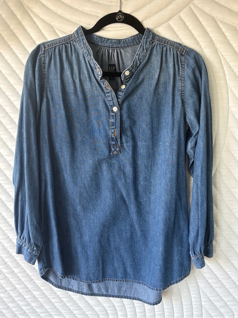GAP Shirred Denim Popover Shirt